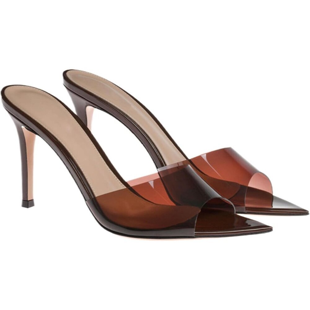 Women's Red Clear Slingback Stiletto Heels Sexy Dress Sandals Shoes Party